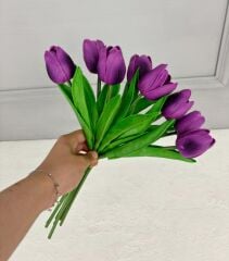 8'Lİ YAPAY ISLAK LALE BUKETİ 1.KALİTE MOR
