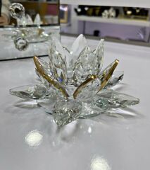KRİSTAL NİLÜFER OBJE GOLD ORTA 6X12 CM
