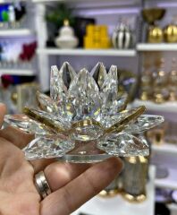 KRİSTAL NİLÜFER OBJE GOLD ORTA 6X12 CM