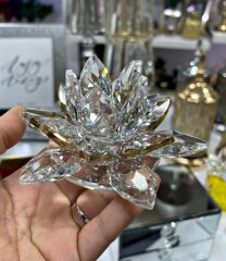 KRİSTAL NİLÜFER OBJE GOLD ORTA 6X12 CM