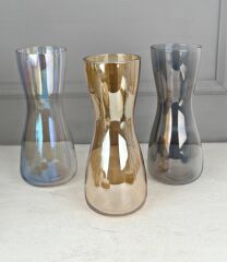 KUM SAATİ MODEL UZUN CAM VAZO FÜME 30 CM