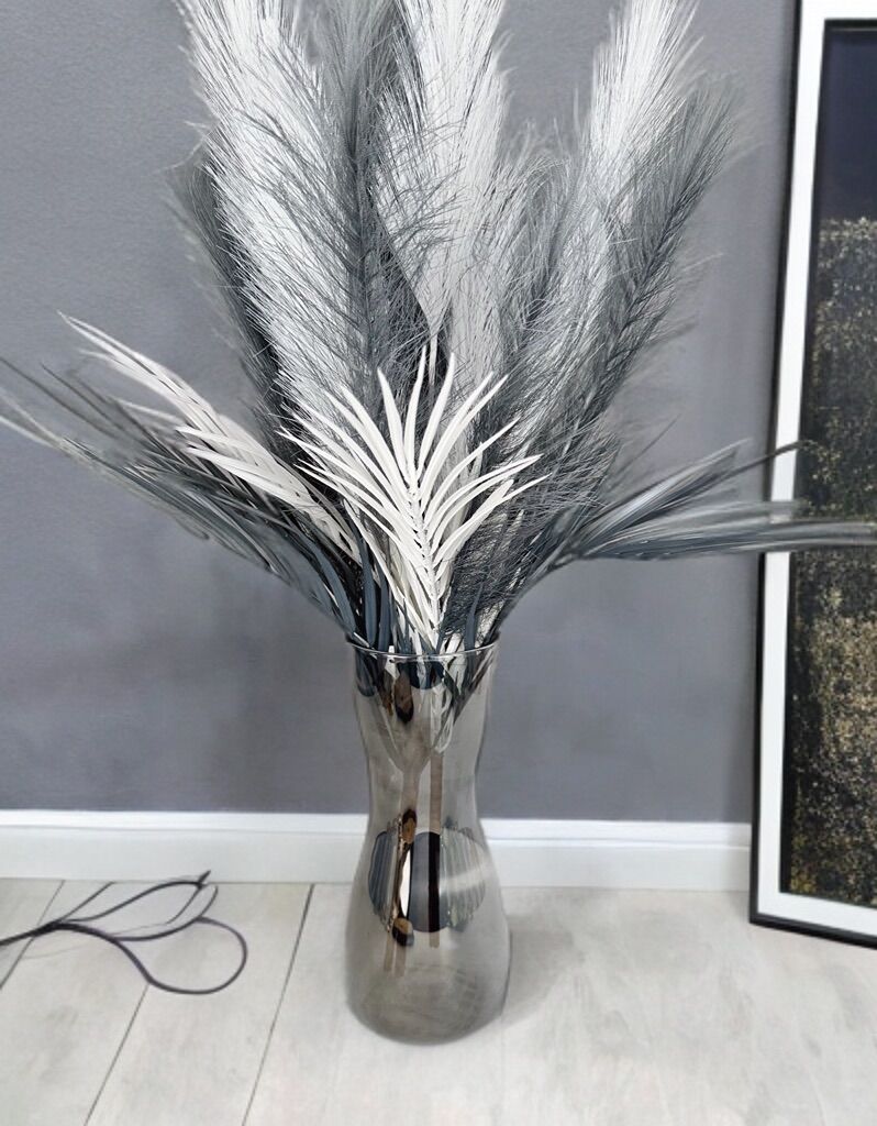 KUM SAATİ MODEL UZUN CAM VAZO FÜME 30 CM