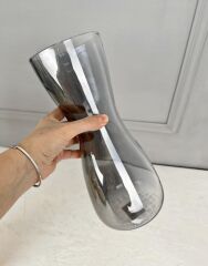 KUM SAATİ MODEL UZUN CAM VAZO FÜME 30 CM