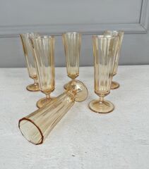 6'LI FLÜT MODEL KAHVE YANI BARDAK SETİ BAL RENGİ