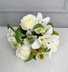 KARIŞIK ÇİÇEK BUKETİ GÜL VE LİLYUM KREM
