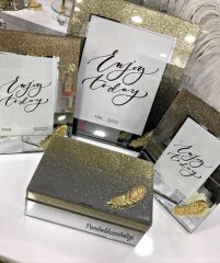 AYNALI MÜCEVHER KUTUSU YAPRAK GOLD 13X21X9 CM