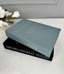 KUMAŞ KAPLI DEKORATİF KİTAP KUTUSU KAROLİNA MAVİ GÜMÜŞ