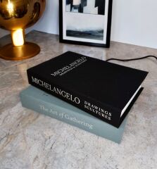 KUMAŞ KAPLI DEKORATİF KİTAP KUTUSU KAROLİNA MAVİ GÜMÜŞ