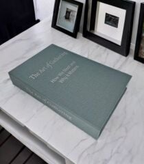 KUMAŞ KAPLI DEKORATİF KİTAP KUTUSU KAROLİNA MAVİ GÜMÜŞ