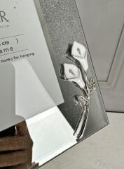 AYNALI SİMLİ ÇERÇEVE ÇİÇEKLİ GÜMÜŞ 10X15 CM