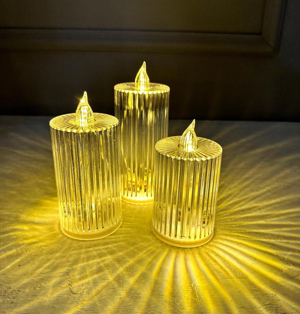 3'LÜ SİLİNDİR MODEL LED MUM