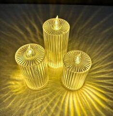 3'LÜ SİLİNDİR MODEL LED MUM