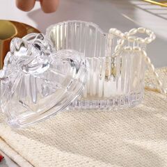 2'Lİ FİYONK MODEL KAPAKLI CAM KUTU ŞEKERLİK KALP