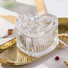 2'Lİ FİYONK MODEL KAPAKLI CAM KUTU ŞEKERLİK KALP