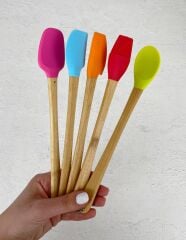 5'Lİ BAMBU SİLİKON MİNİ SPATULA SETİ RENKLİ