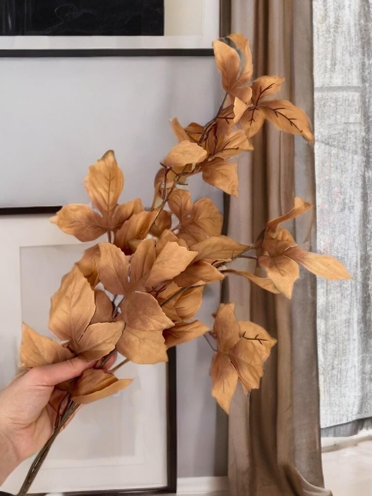 UZUN YAPAY SONBAHAR YAPRAK BUKETİ KAHVE