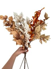 UZUN YAPAY SONBAHAR YAPRAK BUKETİ KREM