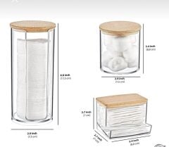 3’LÜ AHŞAP KAPAKLI AKRİLİK PAMUKLUK ORGANİZER SETİ (UFAK DEFOLU)