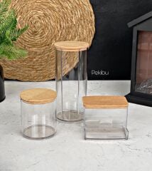 3’LÜ AHŞAP KAPAKLI AKRİLİK PAMUKLUK ORGANİZER SETİ (UFAK DEFOLU)