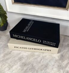 2'Lİ KUMAŞ KAPLI DEKORATİF KİTAP KUTUSU SETİ SİYAH VE BEJ