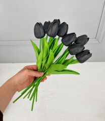 10'LU YAPAY ISLAK LALE BUKETİ 1.KALİTE SİYAH