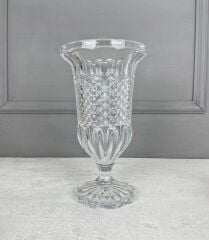 AYAKLI LÜKS CAM VAZO ŞEFFAF 29X17 CM