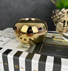 SERAMİK YUVARLAK MUMLUK SAKSI KÜÇÜK GOLD