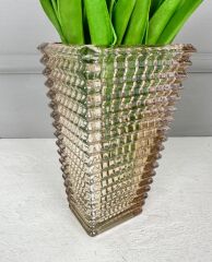 CAM PİRAMİT VAZO GOLD 22x13 CM