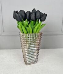 CAM PİRAMİT VAZO GOLD 22x13 CM