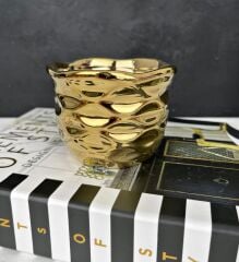 SERAMİK DALGALI MUMLUK SAKSI KÜÇÜK GOLD