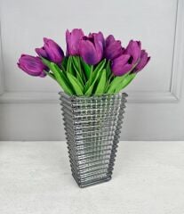 CAM PİRAMİT VAZO FÜME 22x13 CM