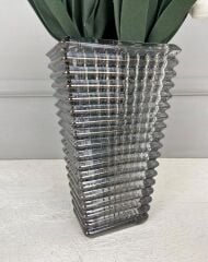 CAM PİRAMİT VAZO FÜME 22x13 CM