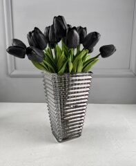 CAM PİRAMİT VAZO FÜME 22x13 CM