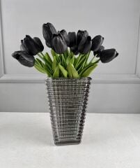 CAM PİRAMİT VAZO FÜME 22x13 CM