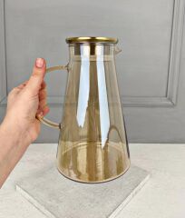 METAL KAPAKLI LÜKS BOROSİLİKAT CAM SÜRAHİ GOLD 1.9 LİTRE