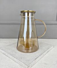 METAL KAPAKLI LÜKS BOROSİLİKAT CAM SÜRAHİ GOLD 1.9 LİTRE