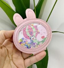 BONCUKLU MİNİ CEP ÇANTA AYNASI TAVŞAN PEMBE