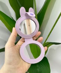 BONCUKLU MİNİ CEP ÇANTA AYNASI TAVŞAN MOR