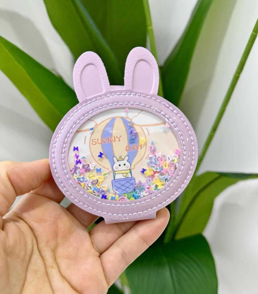 BONCUKLU MİNİ CEP ÇANTA AYNASI TAVŞAN MOR