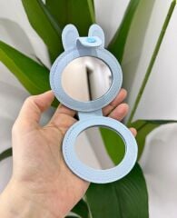 BONCUKLU MİNİ CEP ÇANTA AYNASI TAVŞAN MAVİ