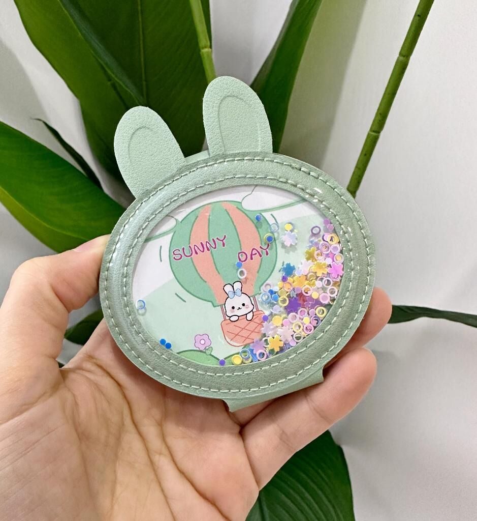 BONCUKLU MİNİ CEP ÇANTA AYNASI TAVŞAN YEŞİL