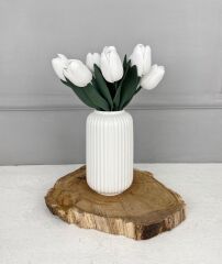 SİLİNDİR MODEL SERAMİK VAZO KREM 16 CM