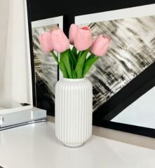 SİLİNDİR MODEL SERAMİK VAZO KREM 16 CM