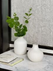 MAT SERAMİK TOMBUL VAZO KREM 11 CM