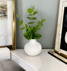 MAT SERAMİK TOMBUL VAZO KREM 11 CM