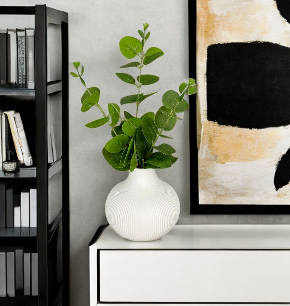 MAT SERAMİK TOMBUL VAZO KREM 11 CM