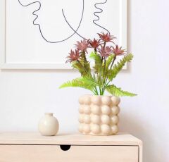 SERAMİK BUBBLE VAZO DEKOR KREM 13X12 CM