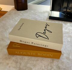 2'Lİ KUMAŞ KAPLI DEKORATİF KİTAP KUTUSU SETİ HARDAL VE AÇIK KAHVE