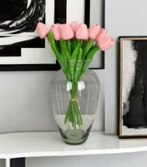 MODERN SADE GENİŞ CAM VAZO ŞEFFAF