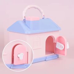 EV TASARIM ÇOCUK KUMBARA ANAHTARLI PEMBE RENK (STİCKER HEDİYELİ)